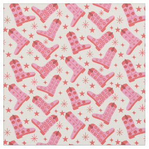 Tela Botas vaqueras rosadas retro con estrellas rojas g
