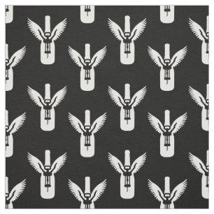 Tela Botella de vino con alas y corktornillo