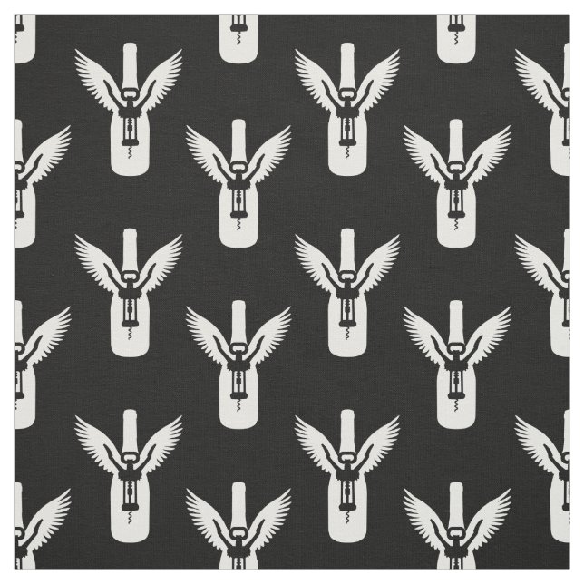 Tela Botella de vino con alas y corktornillo (Retal)