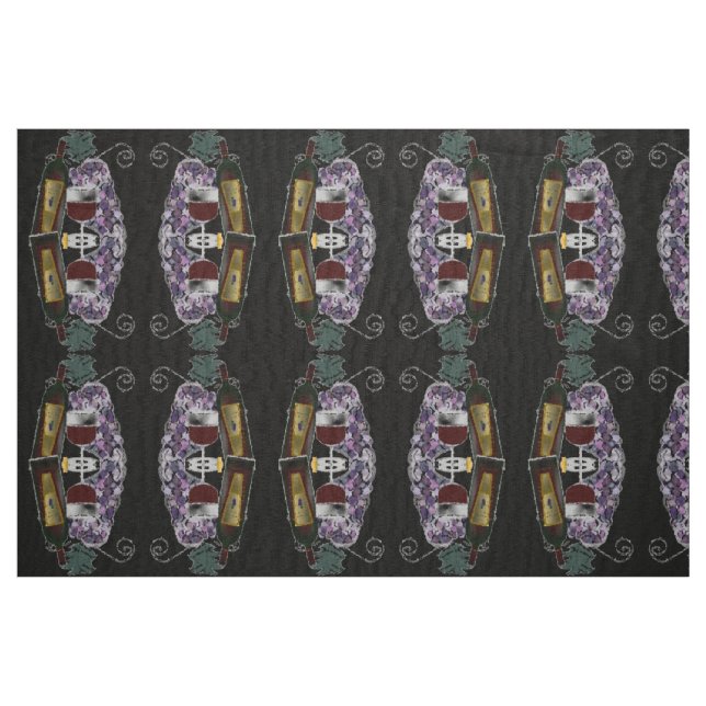 Tela Botella de vino y uvas ("Cuarto gordo" (fat quarter))