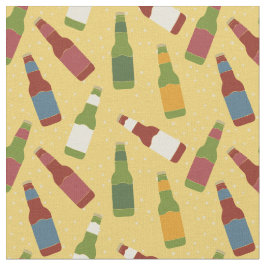 Tela Botellas de cerveza con estampado dorado amarillo