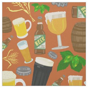 Tela Botellas de vidrio de cerveza y Naranja de patrón 