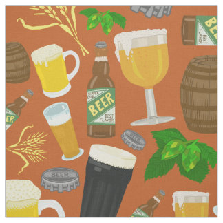 Tela Botellas de vidrio de cerveza y Naranja de patrón 