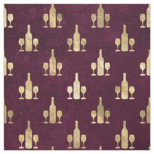 Tela Botellas y gafas metálicas de vino de oro en cimar