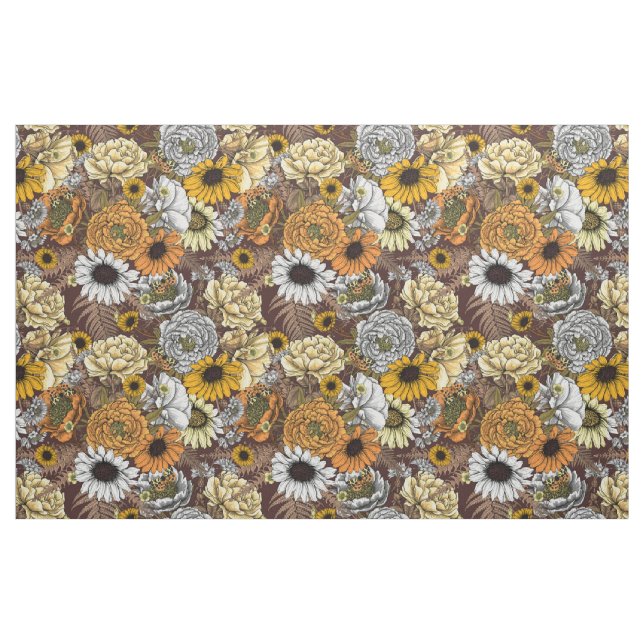 Tela Bouquet de flores - rosas, peonías, daisies y fe ("Cuarto gordo" (fat quarter))