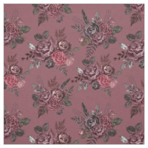 Tela Bouquet floral borgoñona en una profunda cruz