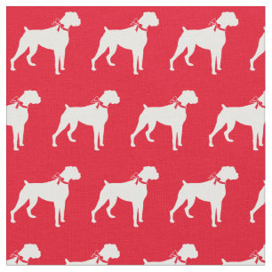 Tela Boxer Dog Silhouette Mascota Red