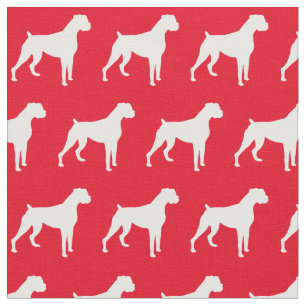 Tela Boxer Dog Silhouette Mascota Red