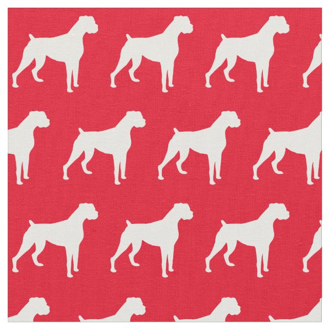 Tela Boxer Dog Silhouette Mascota Red (De cerca)