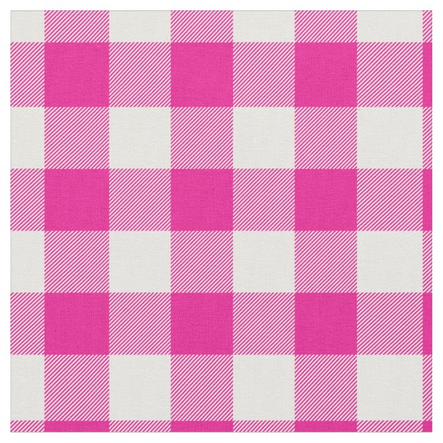 Tela Bright Pink & White Gingham Plaid (De cerca)