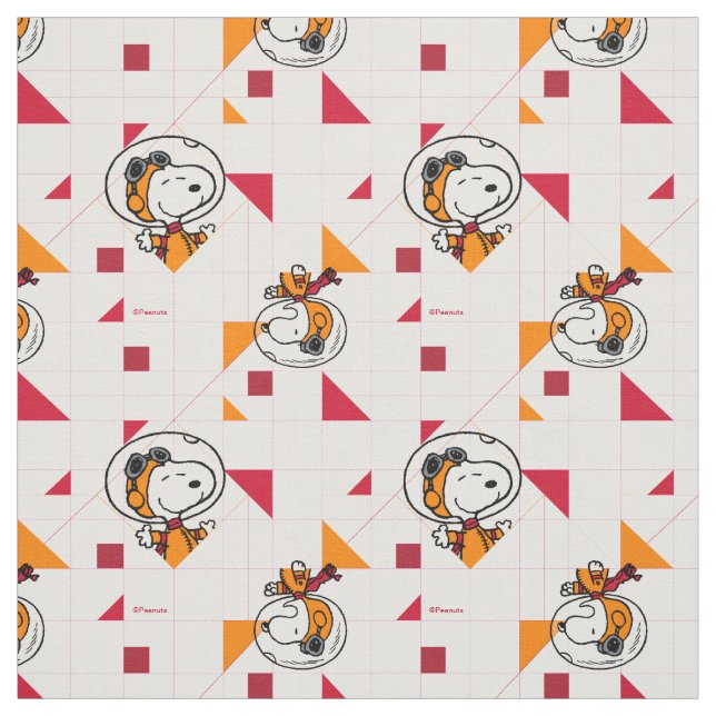 Tela Bright White Snoopy Astronaut Geometric (Retal)