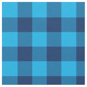 Tela Brillante cielo y marina azul Gingham Plaid