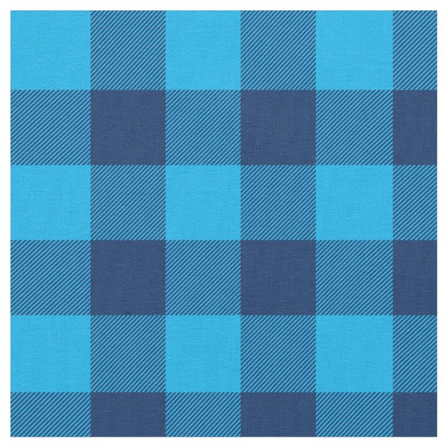 Tela Brillante cielo y marina azul Gingham Plaid (De cerca)