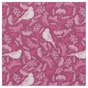 Tela Brillante Mauve Rosa Invierno Modelo floral de páj