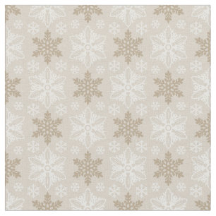 Tela Brillante patrón marrón blanco de copo de nieve