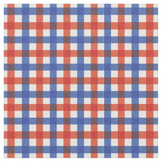 Tela Brillo rojo y azul Gingham Plaid/ Tartán (De cerca)