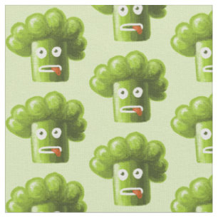 Tela Broccoli Funny Patrón Vegetario Vegetario