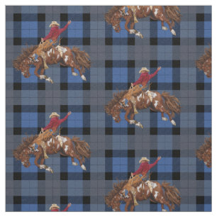 Tela Bronco Busting Rodeo Cowboy sobre Blue Planteate