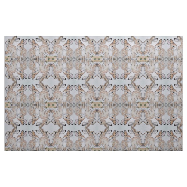 Tela Brown Tan Baby Bunny Rabbit Lively Fun Fabric ("Cuarto gordo" (fat quarter))