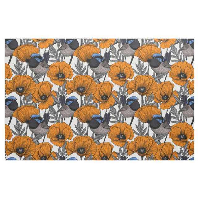 Tela Brujas de hadas y flores de amapola naranja 2 ("Cuarto gordo" (fat quarter))