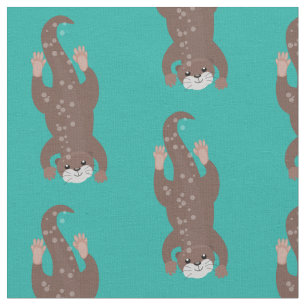 Tela Buceo con nutria en el ilustracion verde azulado p