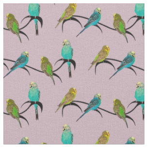 Tela Budgie Frenzy (Rosa Polvoriento)