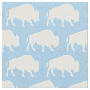 Tela Búfalo Bison Silhouettes Blue