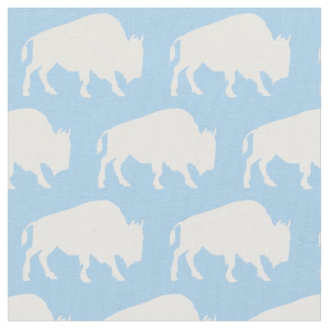 Tela Búfalo Bison Silhouettes Blue (De cerca)