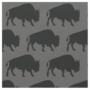 Tela Búfalo Bison Silhouettes Gray