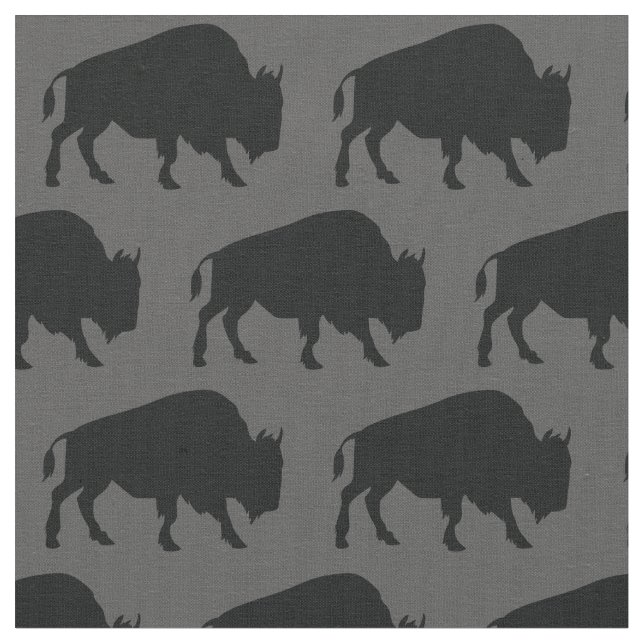 Tela Búfalo Bison Silhouettes Gray (De cerca)