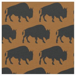 Tela Búfalo Bison Silhouettes Rust Naranja Brown