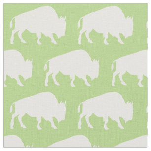 Tela Buffalo Bison Silhouettes Green