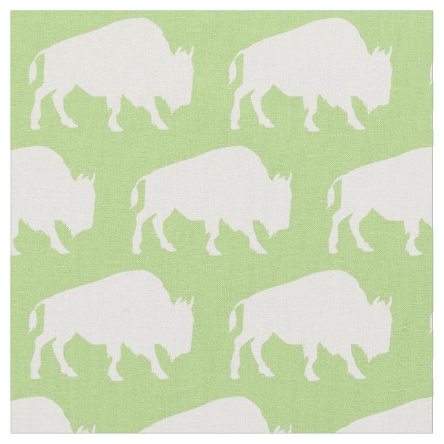 Tela Buffalo Bison Silhouettes Green (De cerca)