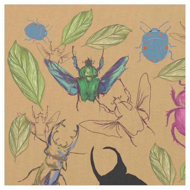 Tela Bugs Beautiful Pattern  (De cerca)