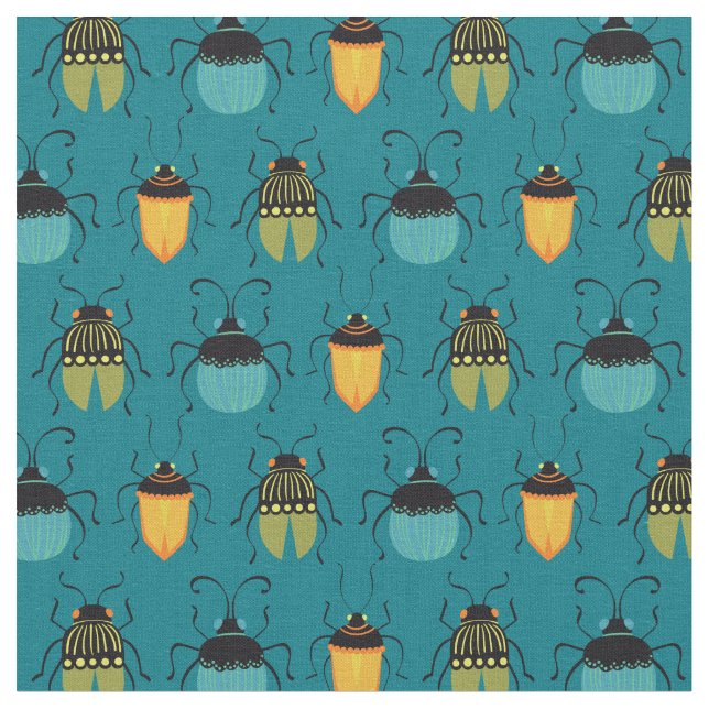 Tela Bugs Beetles Mid Century Mod Cute (De cerca)