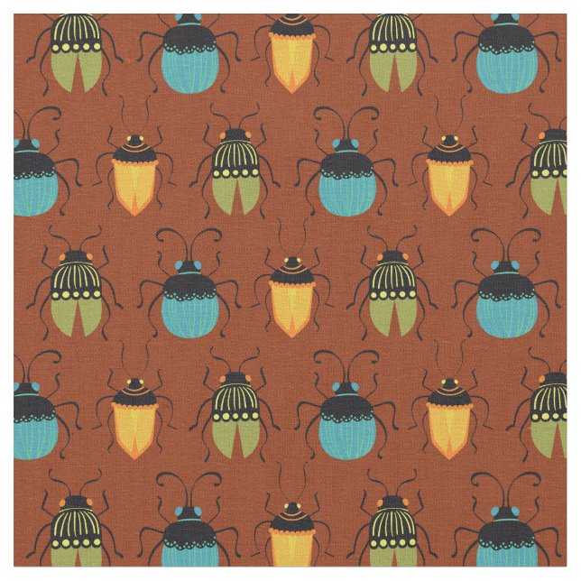 Tela Bugs Beetles Mid Century Mod Cute (De cerca)
