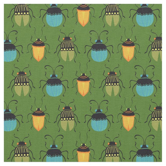 Tela Bugs Beetles Mid Century Mod Cute (De cerca)