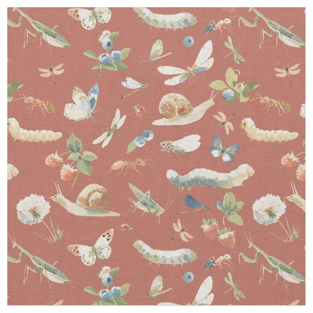 Tela Bugs lover - summer picnic with Insects Rust (De cerca)