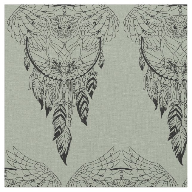 Tela búho con soñador (De cerca)