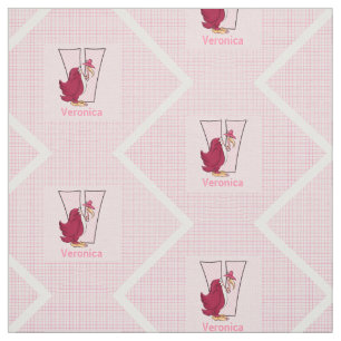 Tela Buitre rosado monogramado "V" del niño