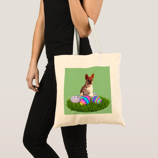 Tela Buldogue francés bolso de la compra Pascua (Anverso (producto))