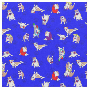 Tela bulldog azul divertido perrito perrito de perritos