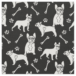 Tela Bulldog francés blanco y negro