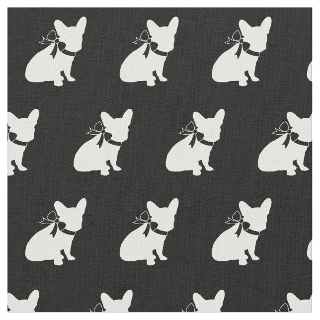 Tela Bulldog francés francés Perro Silhouette Mascota F (De cerca)