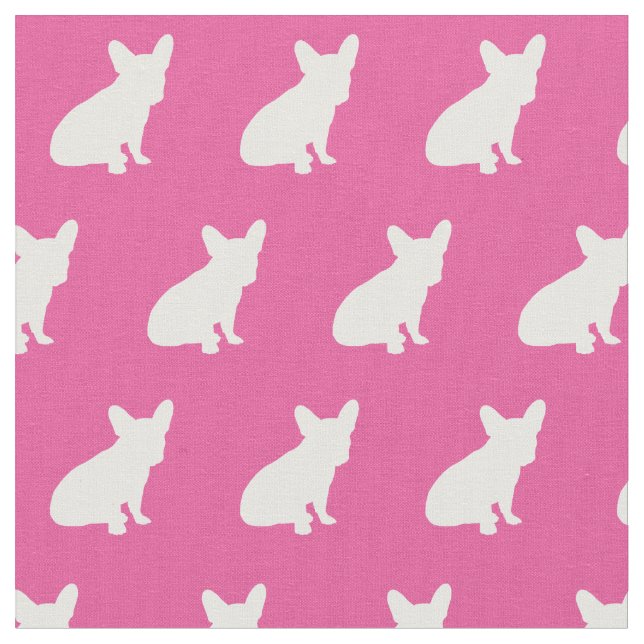 Tela Bulldog francés francés Perro Silhouette rosa (De cerca)