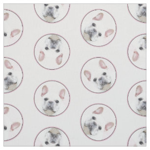 Tela Bulldog francés pinta arte de perro Mascota crema 