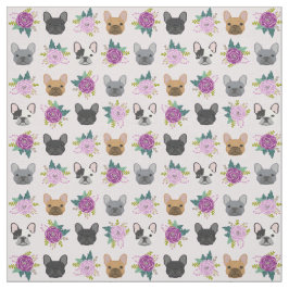 Tela Bulldog francés Purple Florals