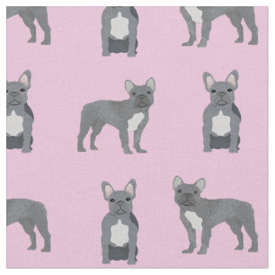 Tela Bulldog gris francés en rosa