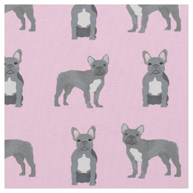 Tela Bulldog gris francés en rosa (De cerca)