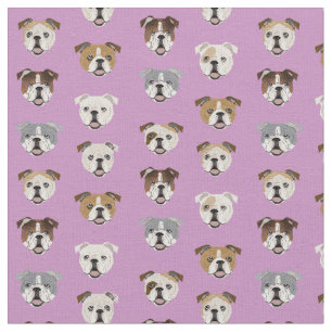Tela Bulldoges ingleses caras de perro morado